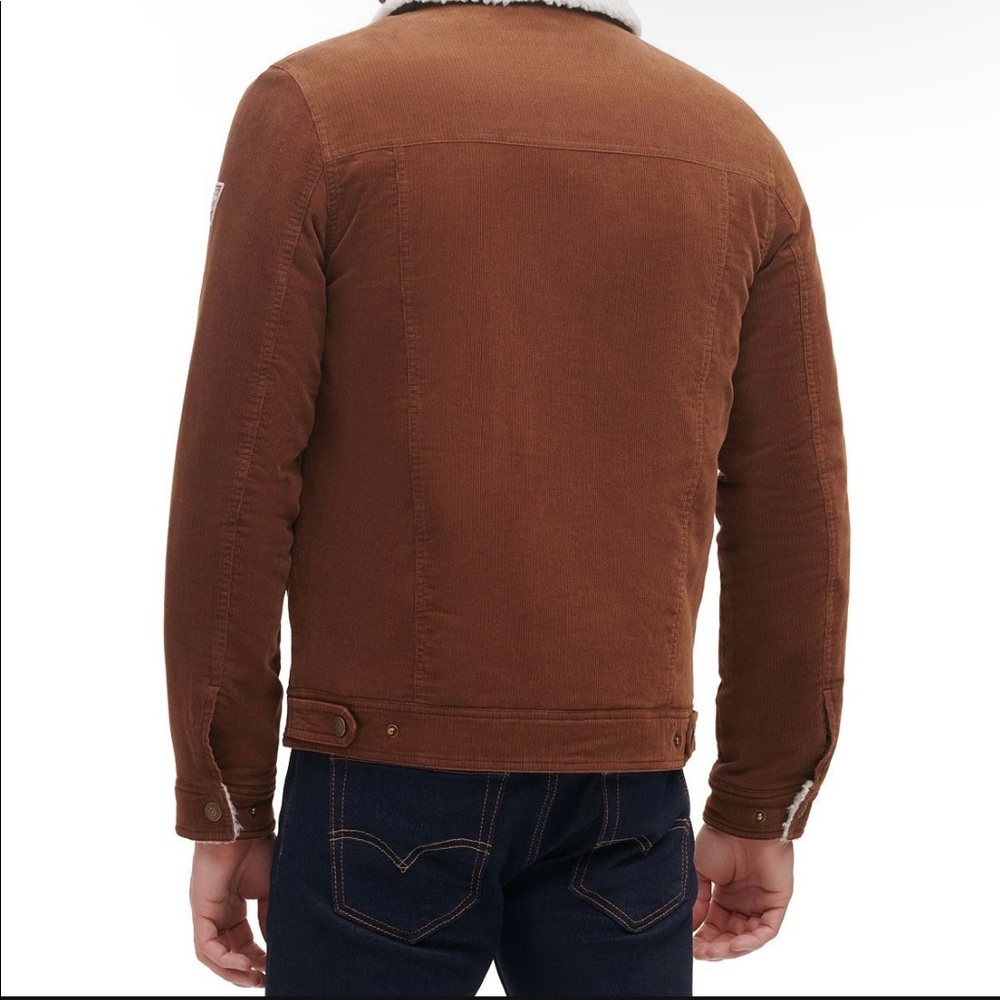 GUESS Men's Corduroy Bomber Jacket with Sherpa Collar